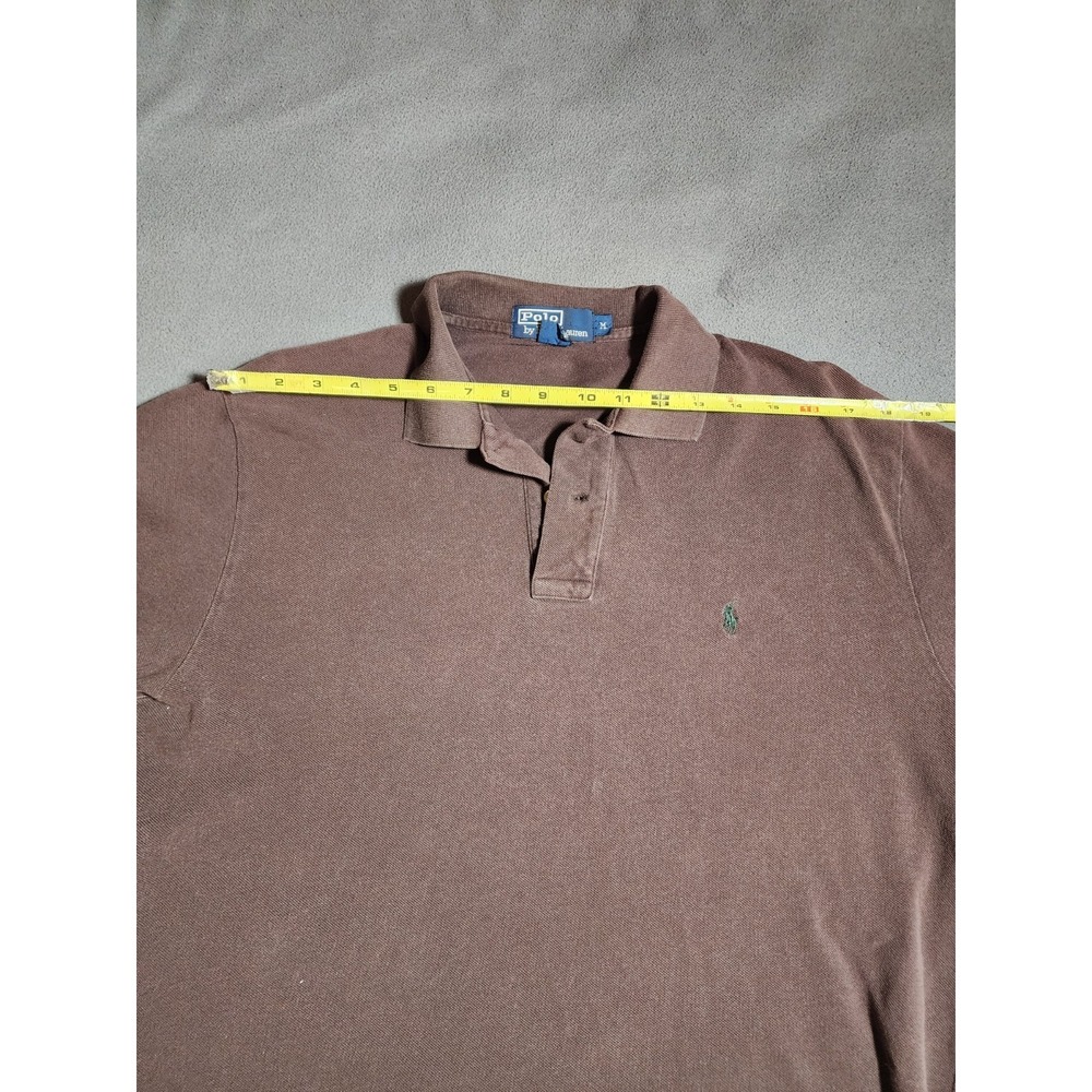 Polo Ralph Lauren T-Shirt Men Medium Brown Short Sleeve Collared Green Pony - Picture 11 of 16